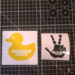 2 jeep vinyl car decals peace sign and duck jeep